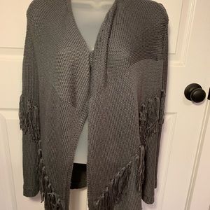 Gray cardigan with cute fringe detail